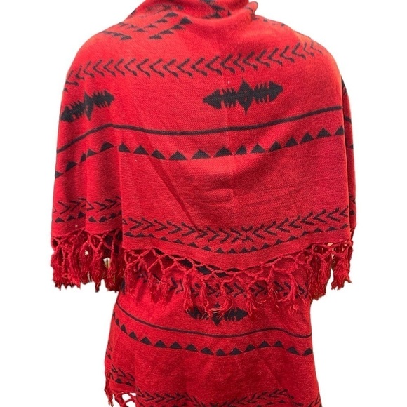 Unbranded Women's Sweater M/L Red w/Black Southwest Pattern Sleeveless Oversized - Picture 5 of 7